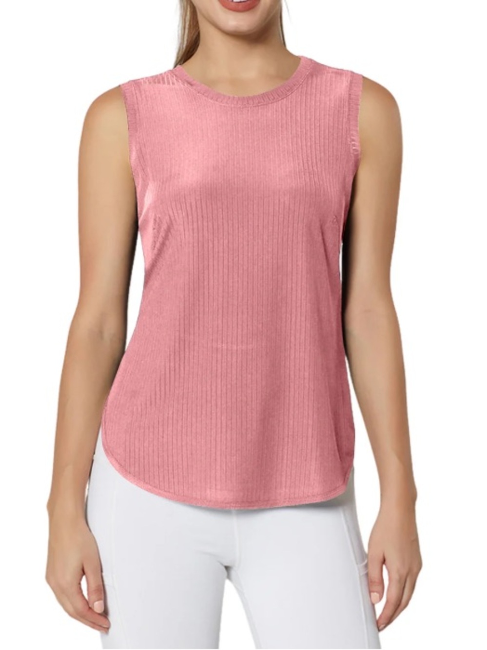 NWT Sleeveless Ribbed Pink Tank Top for Women